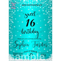 Turquoise Diamonds Sweet 16 Invitations,Turquoise Sparkle Diamonds Quinceanera Invitations,(015swee)